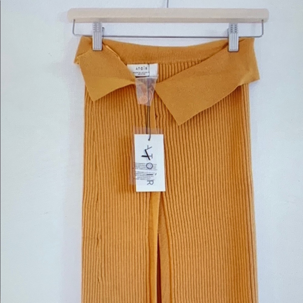 Atoir Women's Mustard Ribbed Skirt